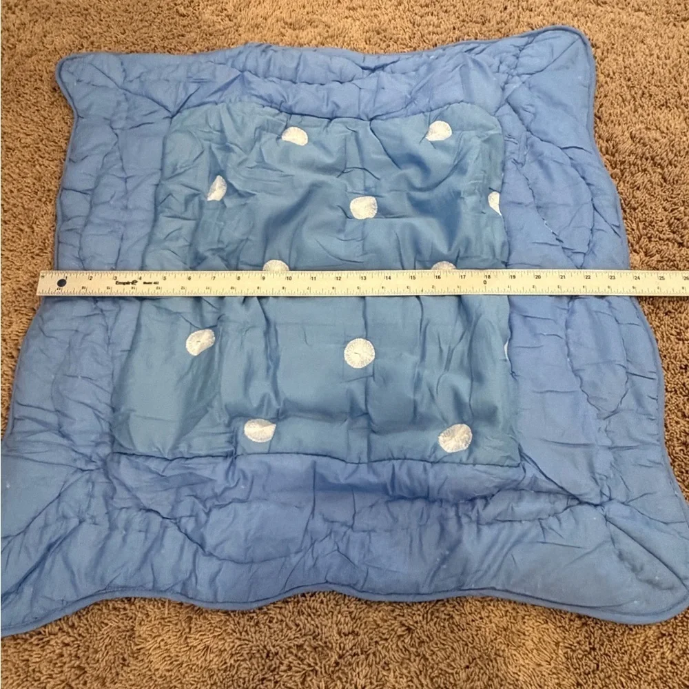 NWT new Anthropologie cotton embroidered polka dot euro sham pillow Blue White